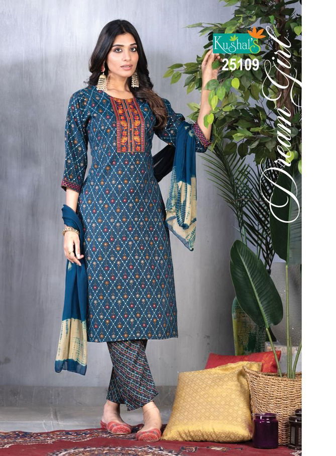 Dream Girl By Kushals straight printed Kurti With Bottom Dupatta